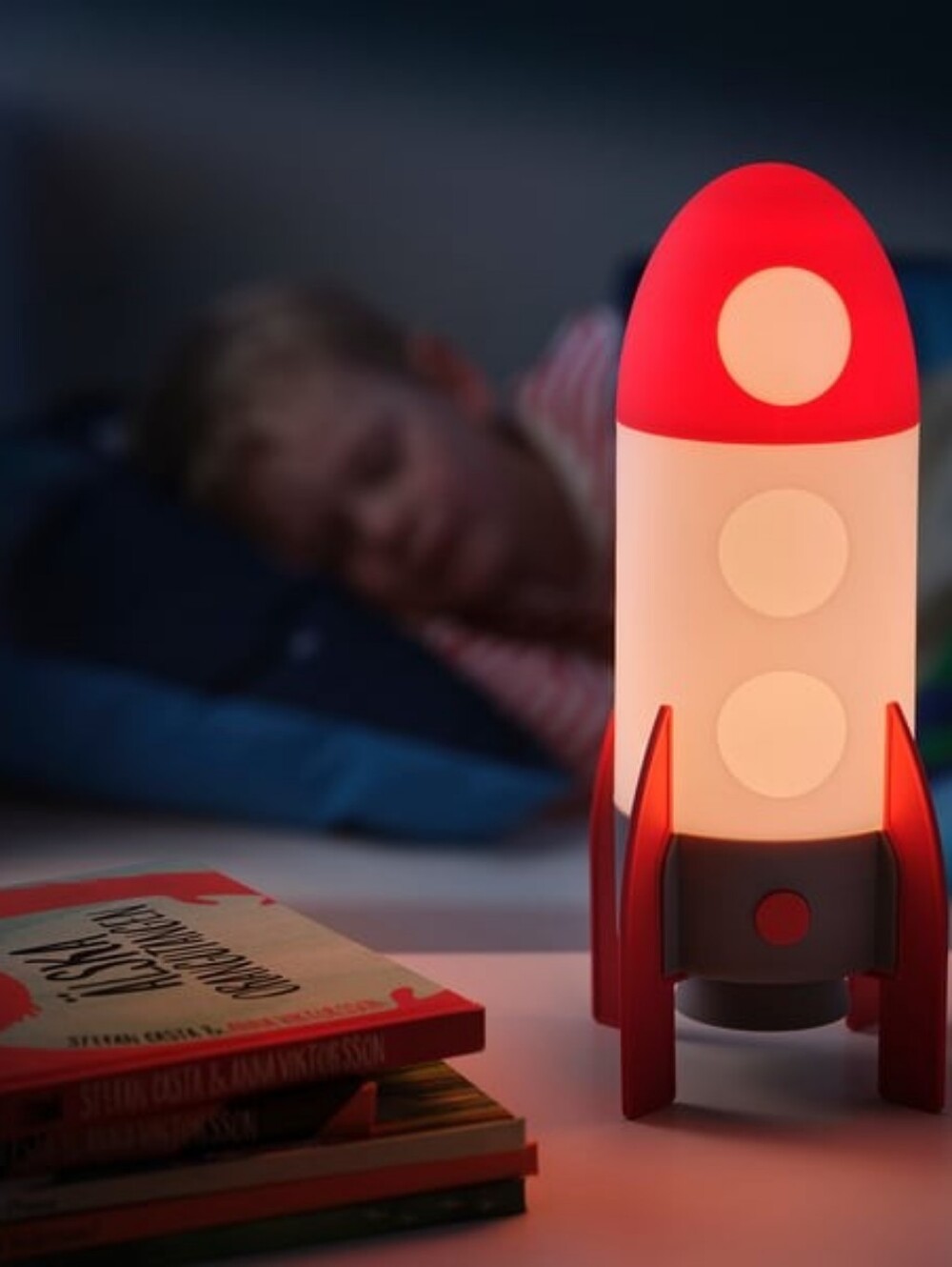Ikea AFTONSPARV Red Rocket Kids Night Light Lamp LED
